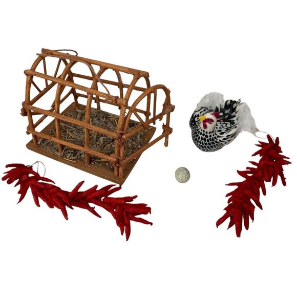 Vintage Pleasant Company Josefina Christmas Chicken & Chiles Set w/ Cage & 1 EGG - Picture 1 of 8